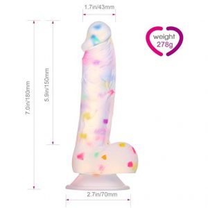 Louviva – 7 Inch Confetti Dildo Realistic Clear Silicone For Women Sex Toy