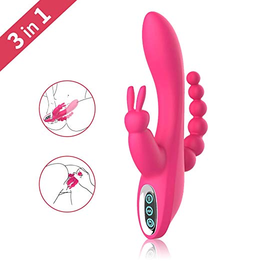Adorime – Rechargeable 3 in 1 Clitoris Anal Stimulating Dildo Massager