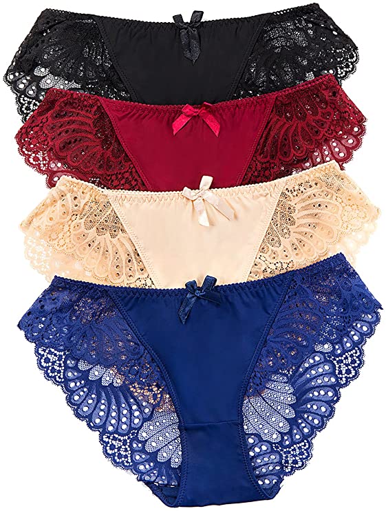 Cauniss – Hipster Panties Sexy Lace Briefs for Women (4 Pack)