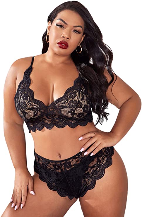 SOLY HUX - Womens Plus Size Lingerie Set Bra and Panty