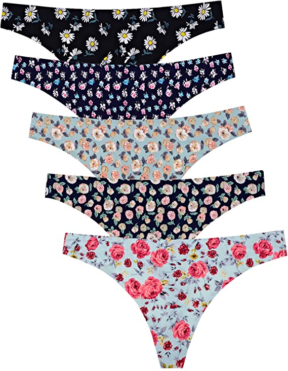 VOENXE – No Show Thong Underwear Women (5-10 Pack)
